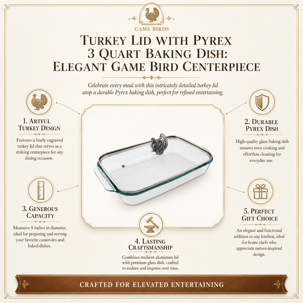Turkey Lid with Pyrex 3 quart Baking Dish 12