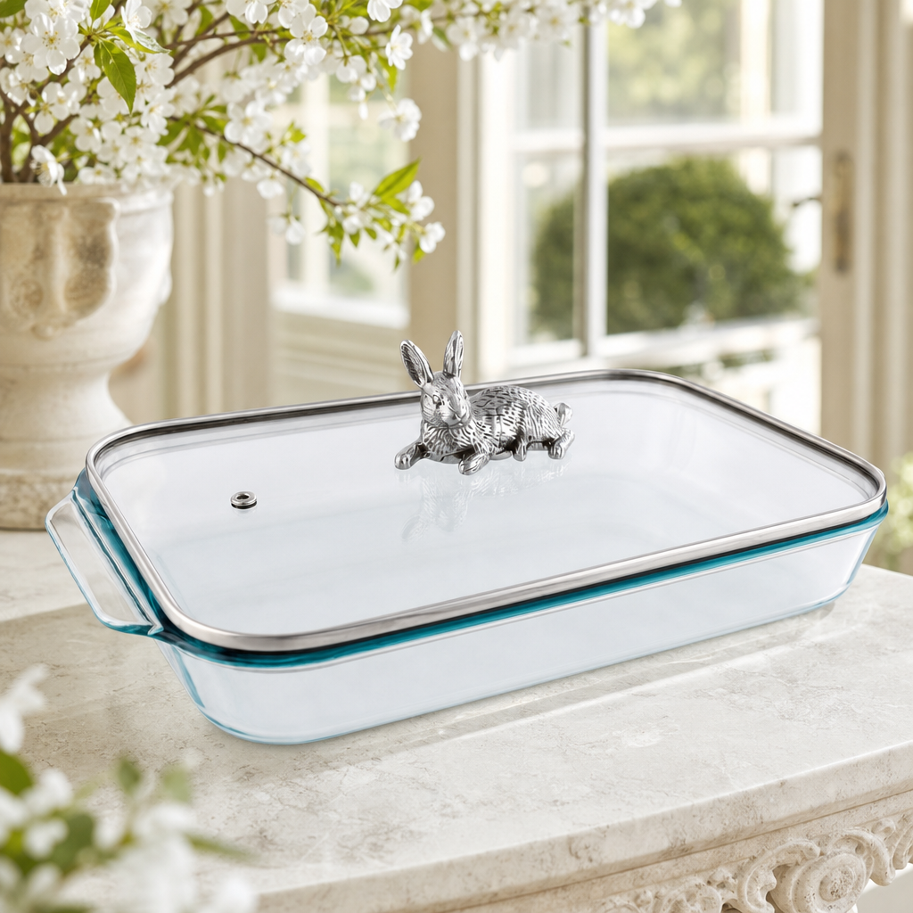Bunny Lid with Pyrex 3 quart Baking Dish 1