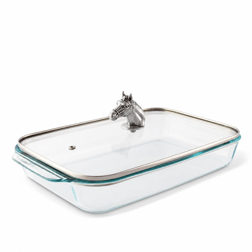 Horse Head with Pyrex 3 quart Baking Dish 1
