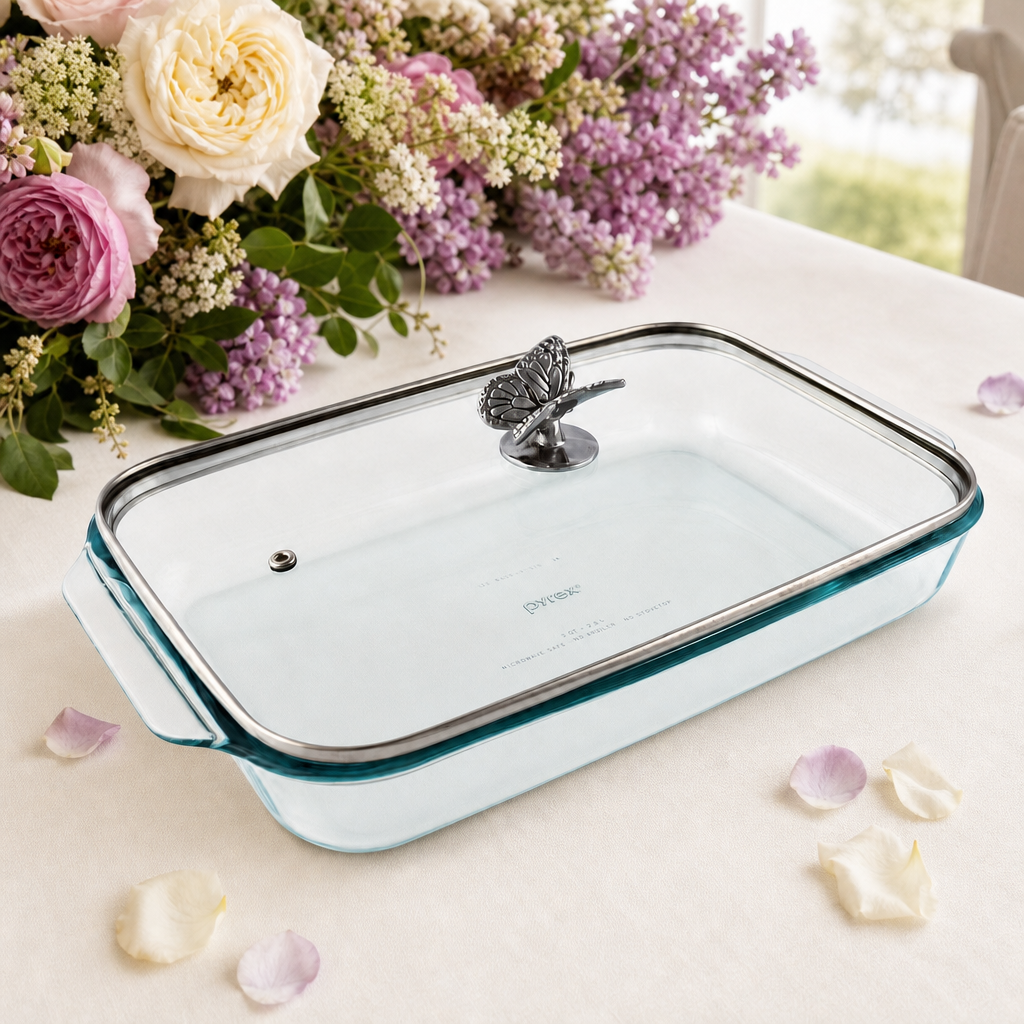 Butterfly Lid with Pyrex 3 quart Baking Dish 1