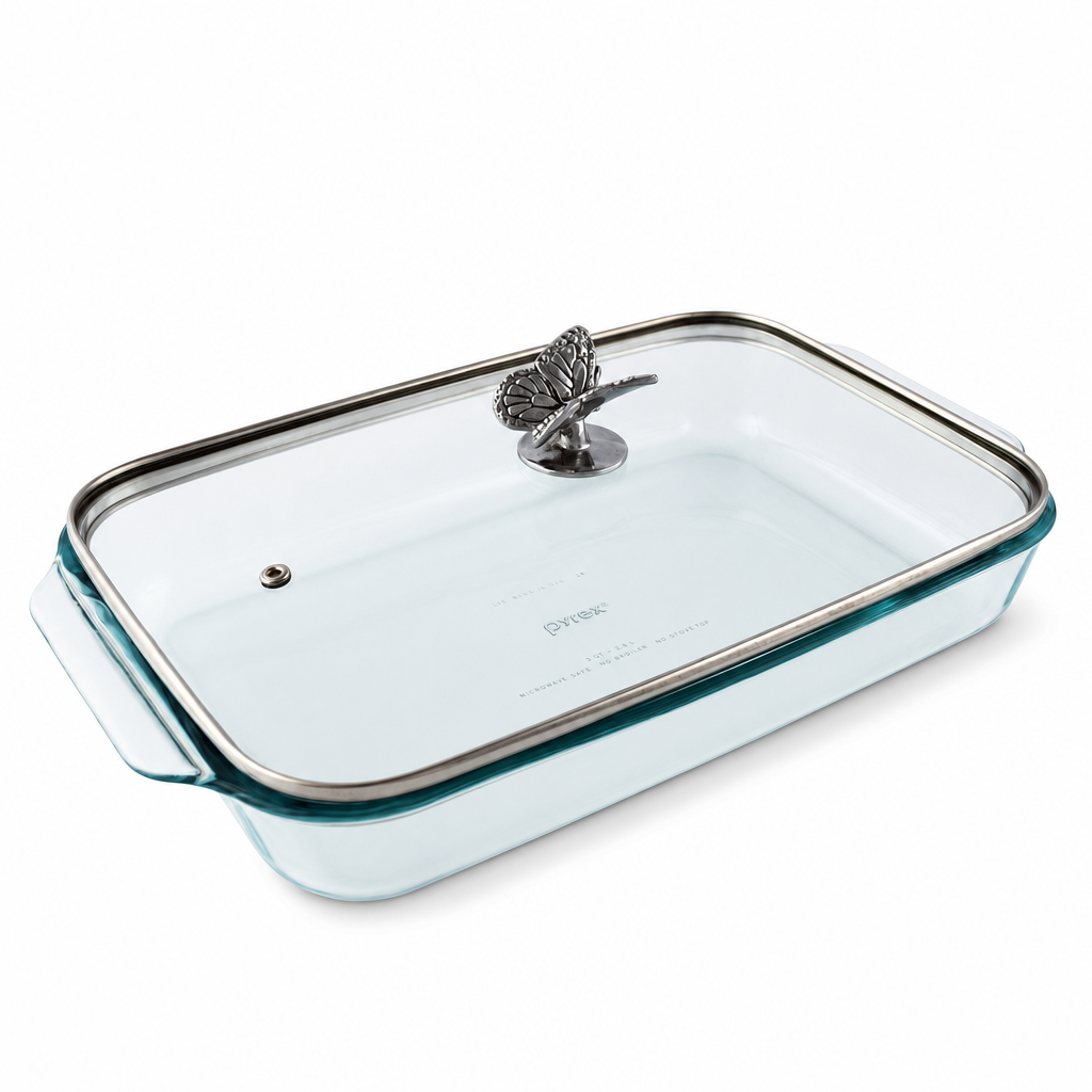 Butterfly Lid with Pyrex 3 quart Baking Dish 1