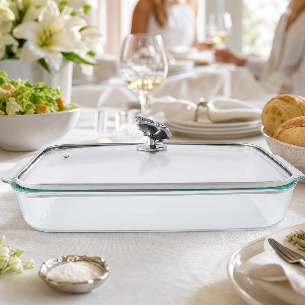 Butterfly Lid with Pyrex 3 quart Baking Dish 7