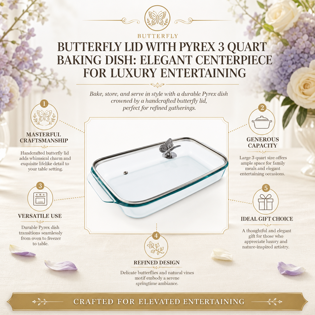 Butterfly Lid with Pyrex 3 Quart Baking Dish: Elegant Centerpiece for Luxury Entertaining