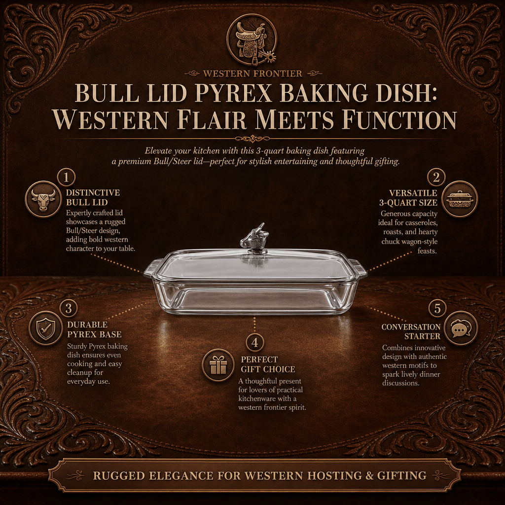 Bull Lid Pyrex Baking Dish: Western Flair Meets Function