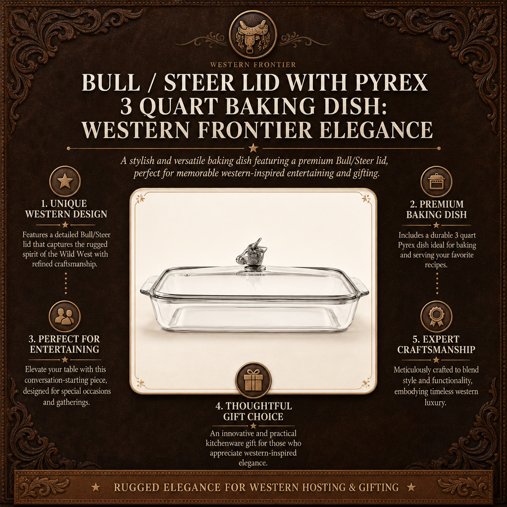Bull / Steer Lid with Pyrex 3 quart Baking Dish 12
