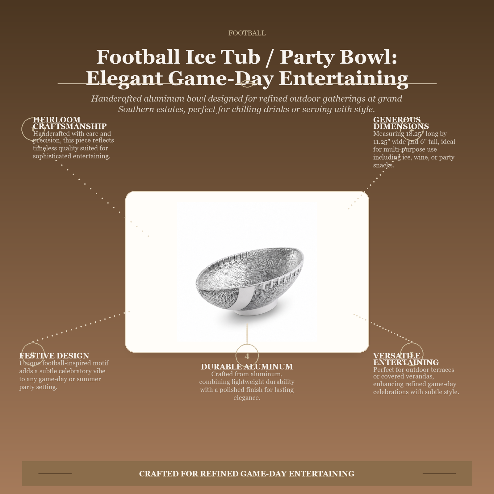 Football Ice Tub / Party Bowl: Elegant Game-Day Entertaining