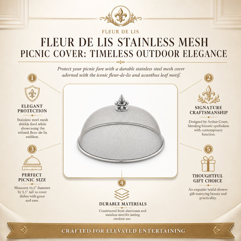 Fleur de Lis Stainless Mesh Picnic Cover: Timeless Outdoor Elegance