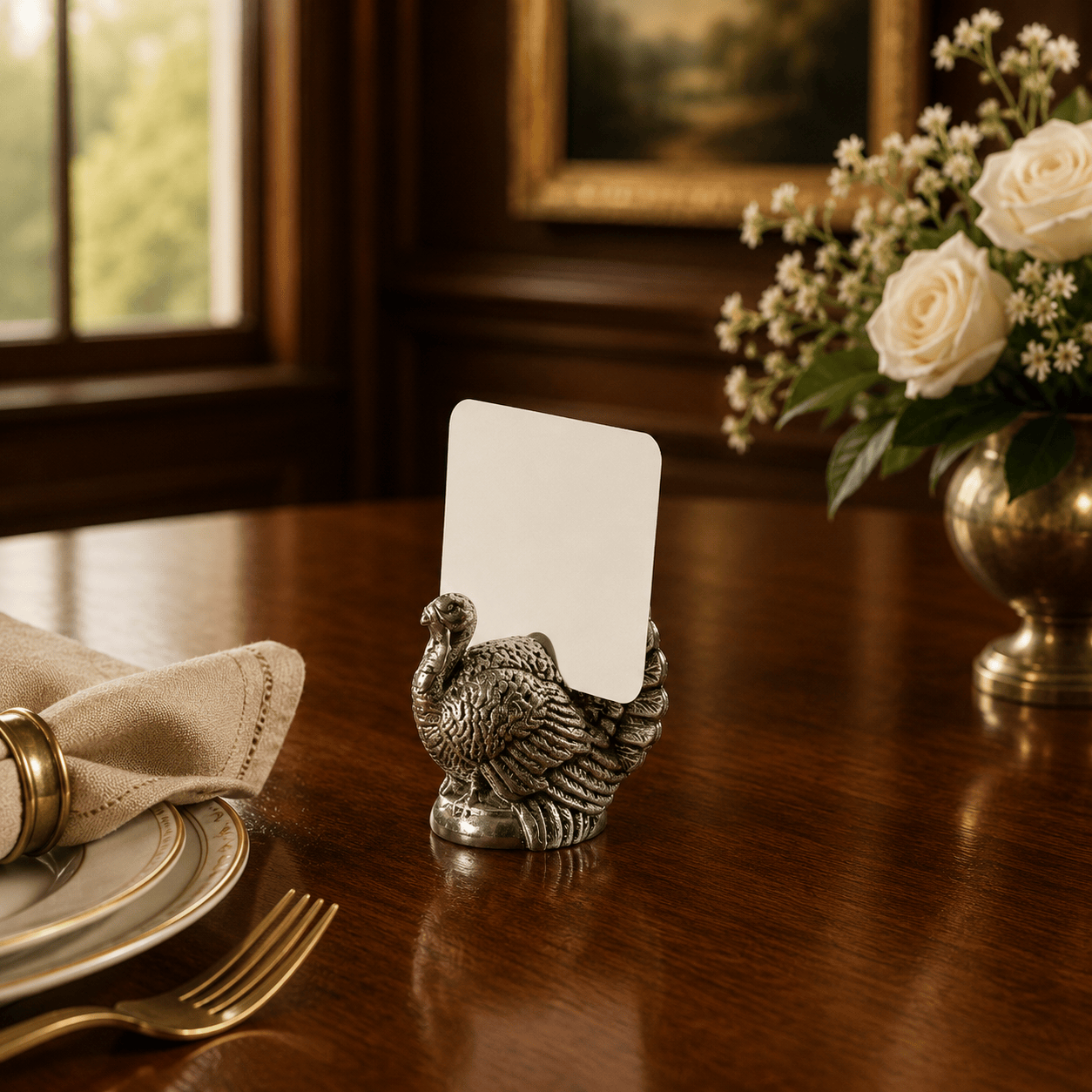 Arthur Court Game Birds Turkey Placecard Holder (Set of 4)