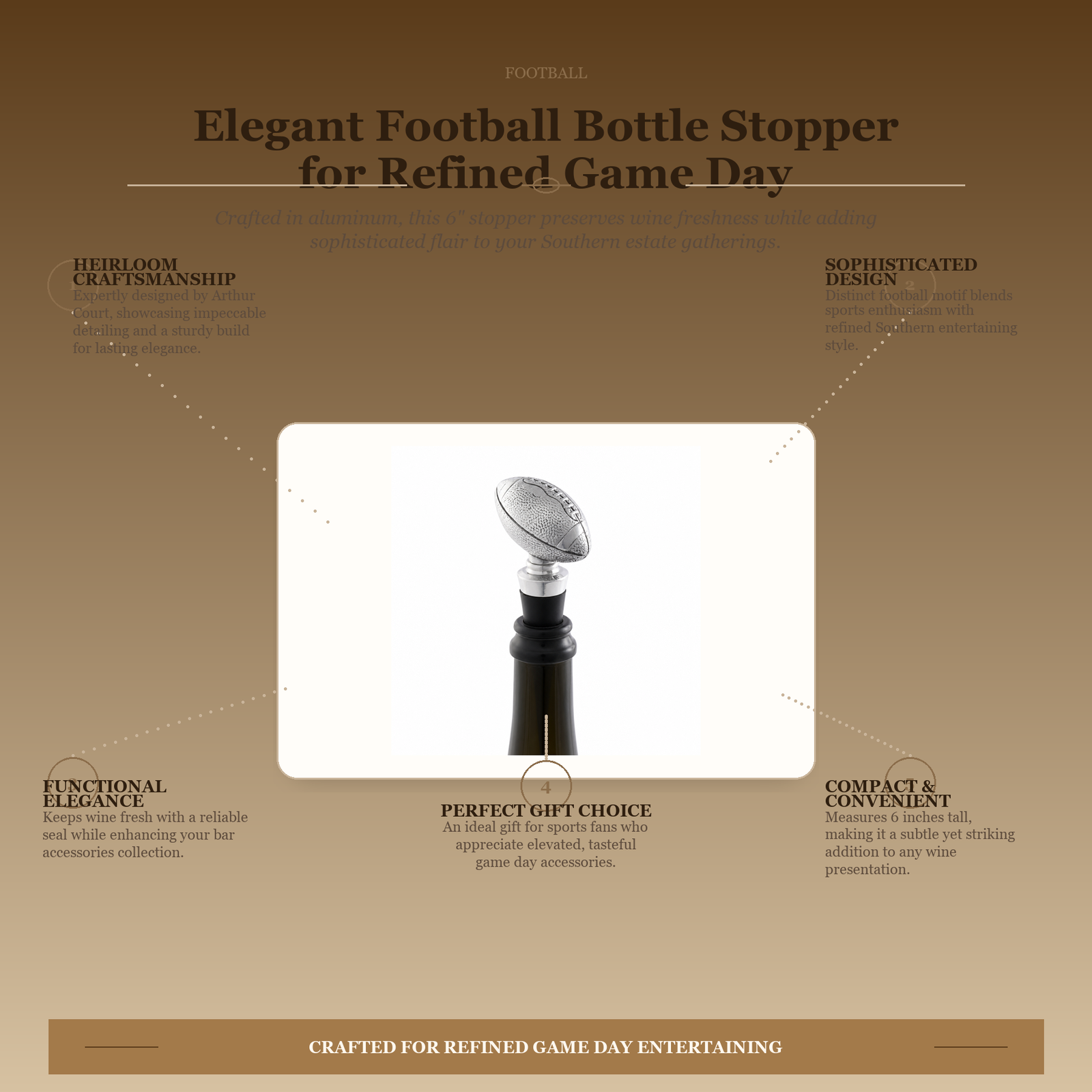 Elegant Football Bottle Stopper for Refined Game Day