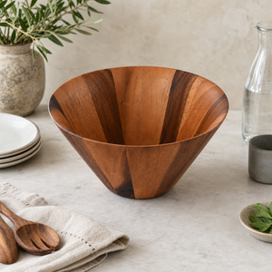 Straight Side Wooden Acacia Salad Bowl Large 3