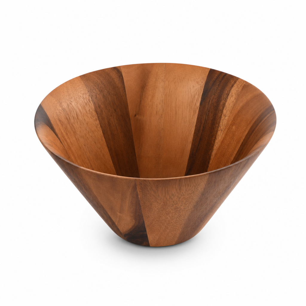 Straight Side Wooden Acacia Salad Bowl Large 7