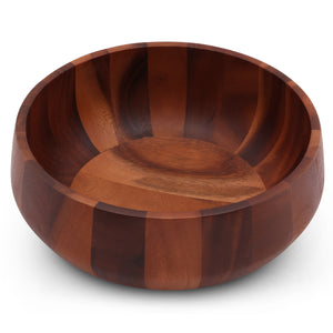 Modern Round Acacia Wood Salad  Bowl Large