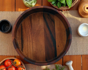 Modern Round Acacia Wood Salad  Bowl Large