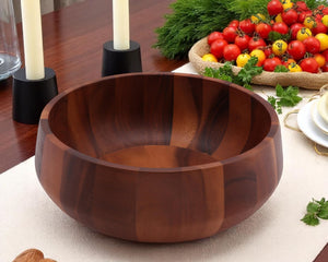 Modern Round Acacia Wood Salad  Bowl Large