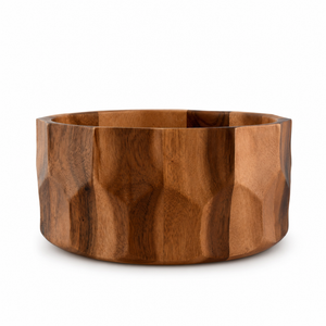 Diamond Pattern Large Acacia  Wood Salad Bowl 1