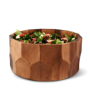 Diamond Pattern Large Acacia  Wood Salad Bowl