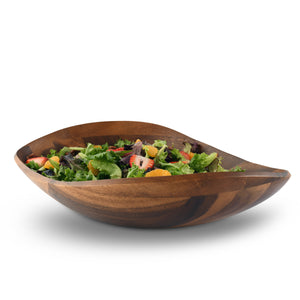 Wave Pattern Large Acacia  Wood Salad Bowl