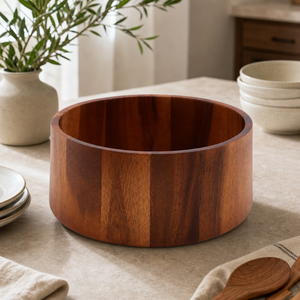 Tulip Shape Acacia Wood Salad Bowl Large 2