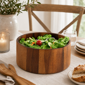 Tulip Shape Acacia Wood Salad Bowl Large 5