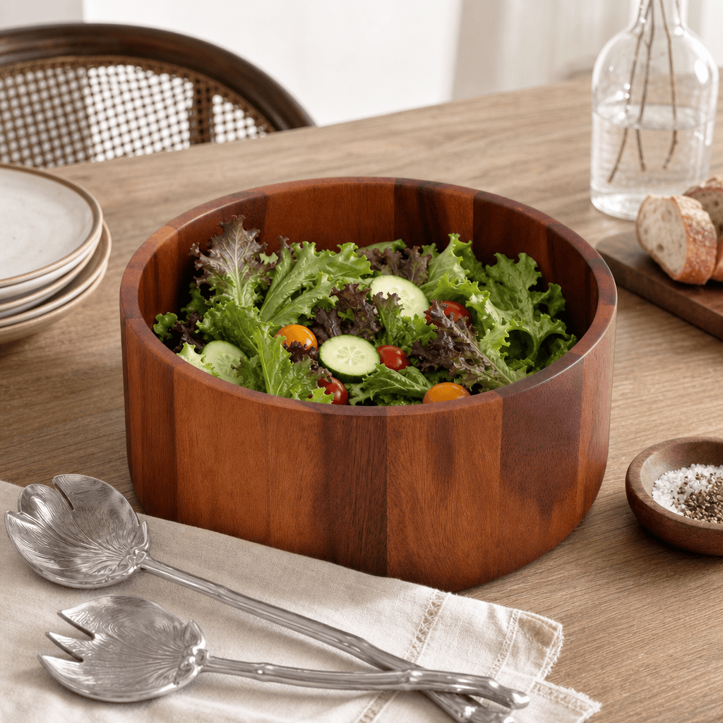 Arthur Court Wood Bowls / Boards Tulip Shape Acacia Wood Salad Bowl Large