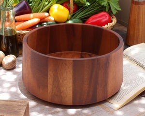 Tulip Shape Acacia Wood Salad Bowl Large