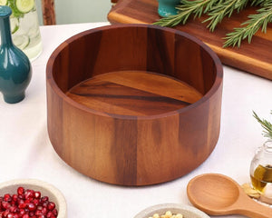 Tulip Shape Acacia Wood Salad Bowl Large