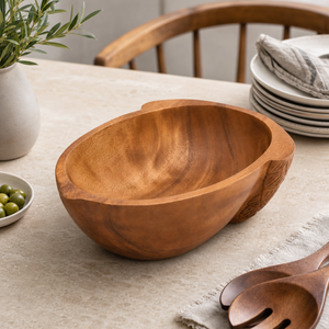 Acorn Shape Acacia Wood Salad  Bowl Large 3