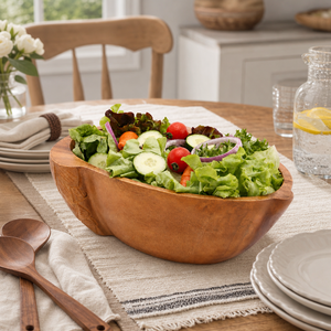 Acorn Shape Acacia Wood Salad  Bowl Large 7