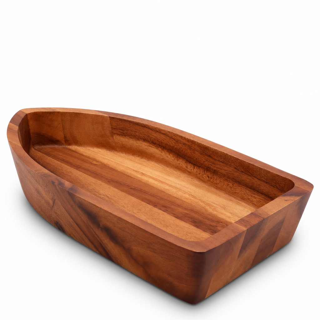 Boat Shape Acacia Wood Salad Bowl Large 1