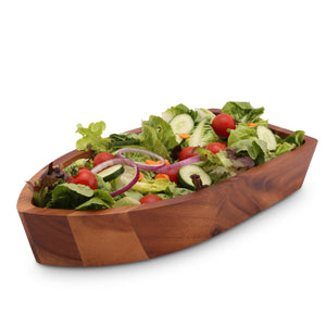 Boat Shape Acacia Wood Salad Bowl Large