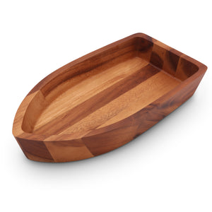 Boat Shape Acacia Wood Salad Bowl Large