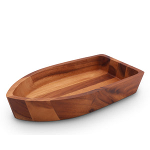 Boat Shape Acacia Wood Salad Bowl Large