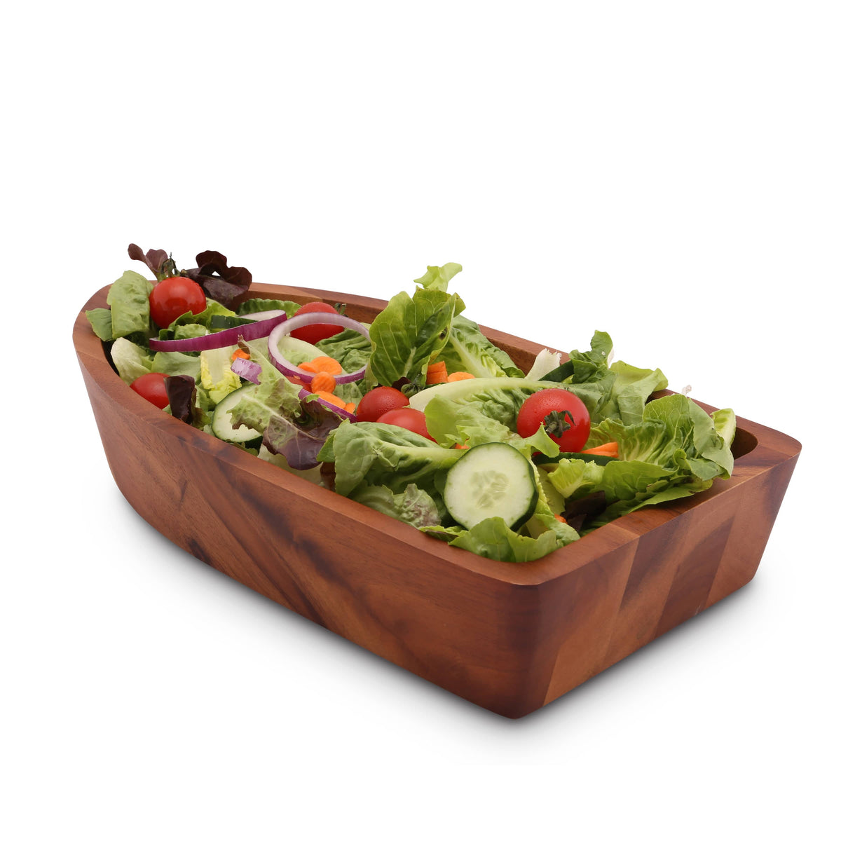 Boat Shape Acacia Wood Salad Bowl Large 13