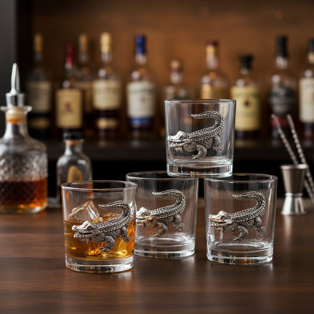 Arthur Court Alligator Alligator Bar Glasses Set of 4