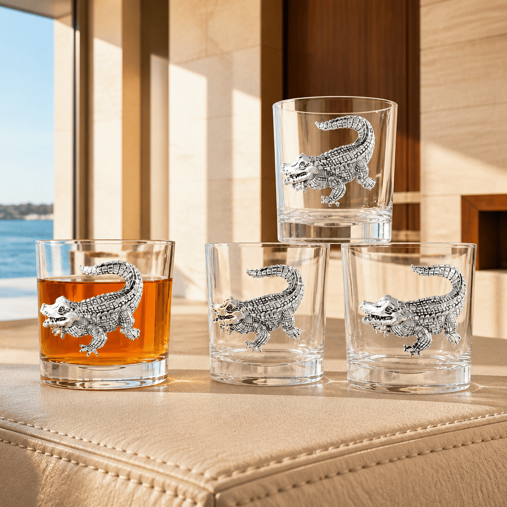 Arthur Court Alligator Alligator Bar Glasses Set of 4
