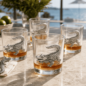 Arthur Court Alligator Alligator Bar Glasses Set of 4