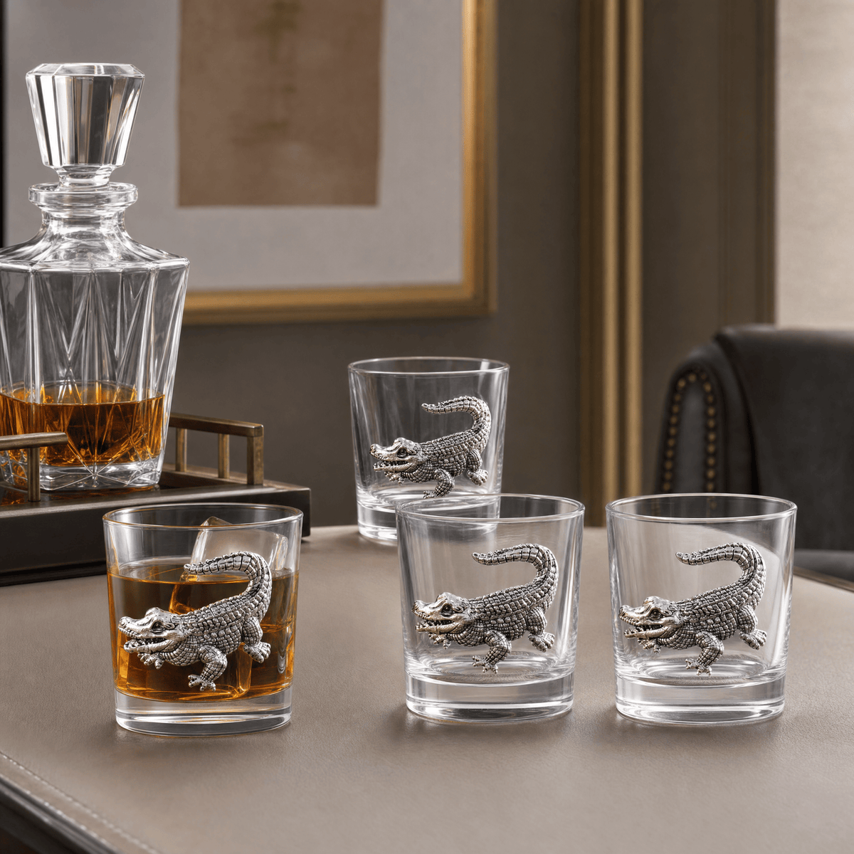 Arthur Court Alligator Alligator Bar Glasses Set of 4