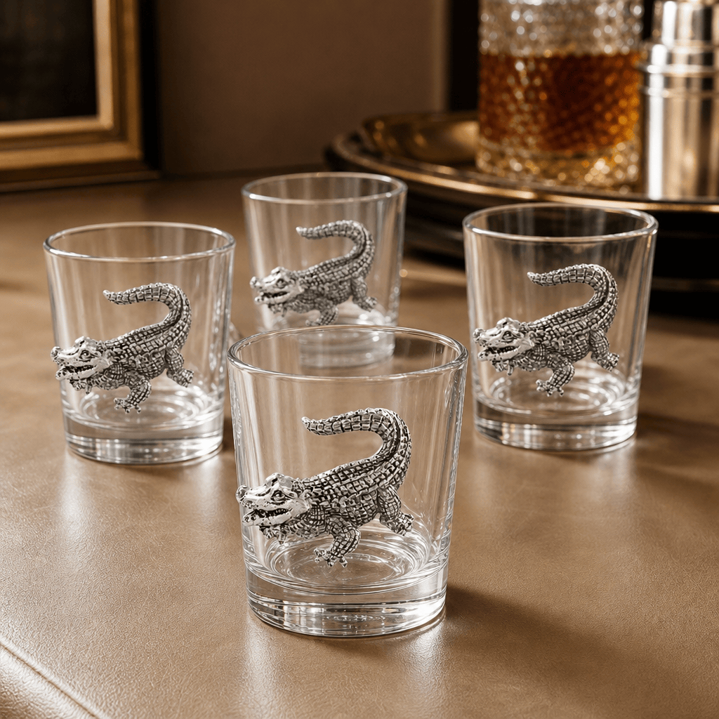 Arthur Court Alligator Alligator Bar Glasses Set of 4