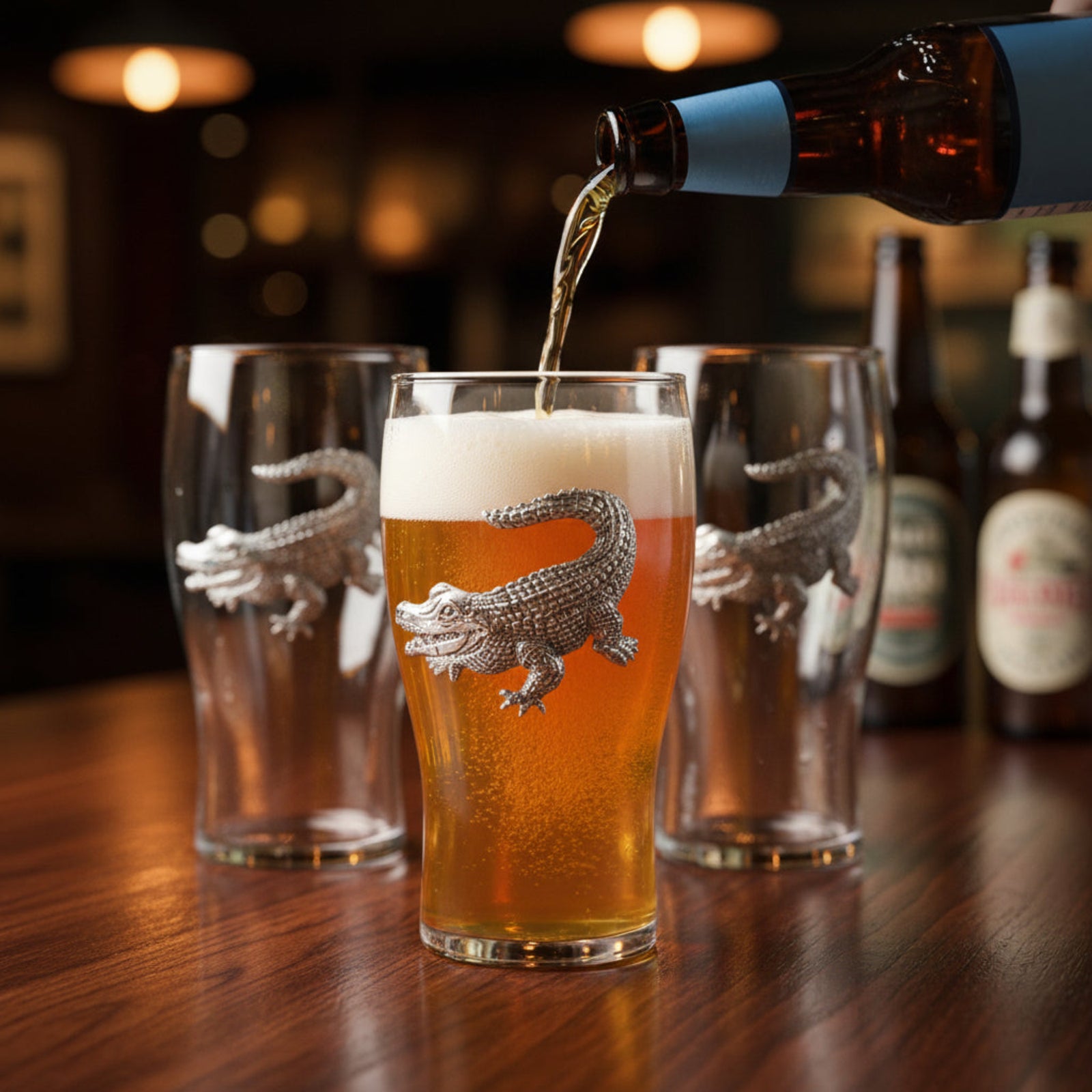 Arthur Court Alligator Alligator Beer Pint Glasses - Set of 4