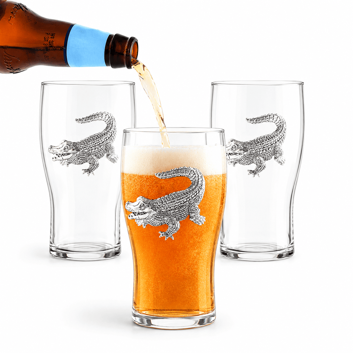 Arthur Court Alligator Alligator Beer Pint Glasses - Set of 4