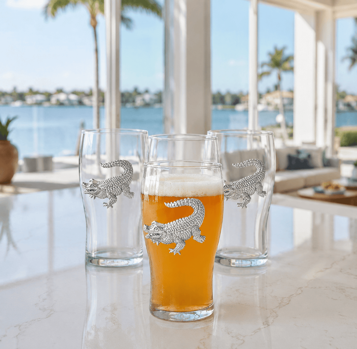 Arthur Court Alligator Alligator Beer Pint Glasses - Set of 4