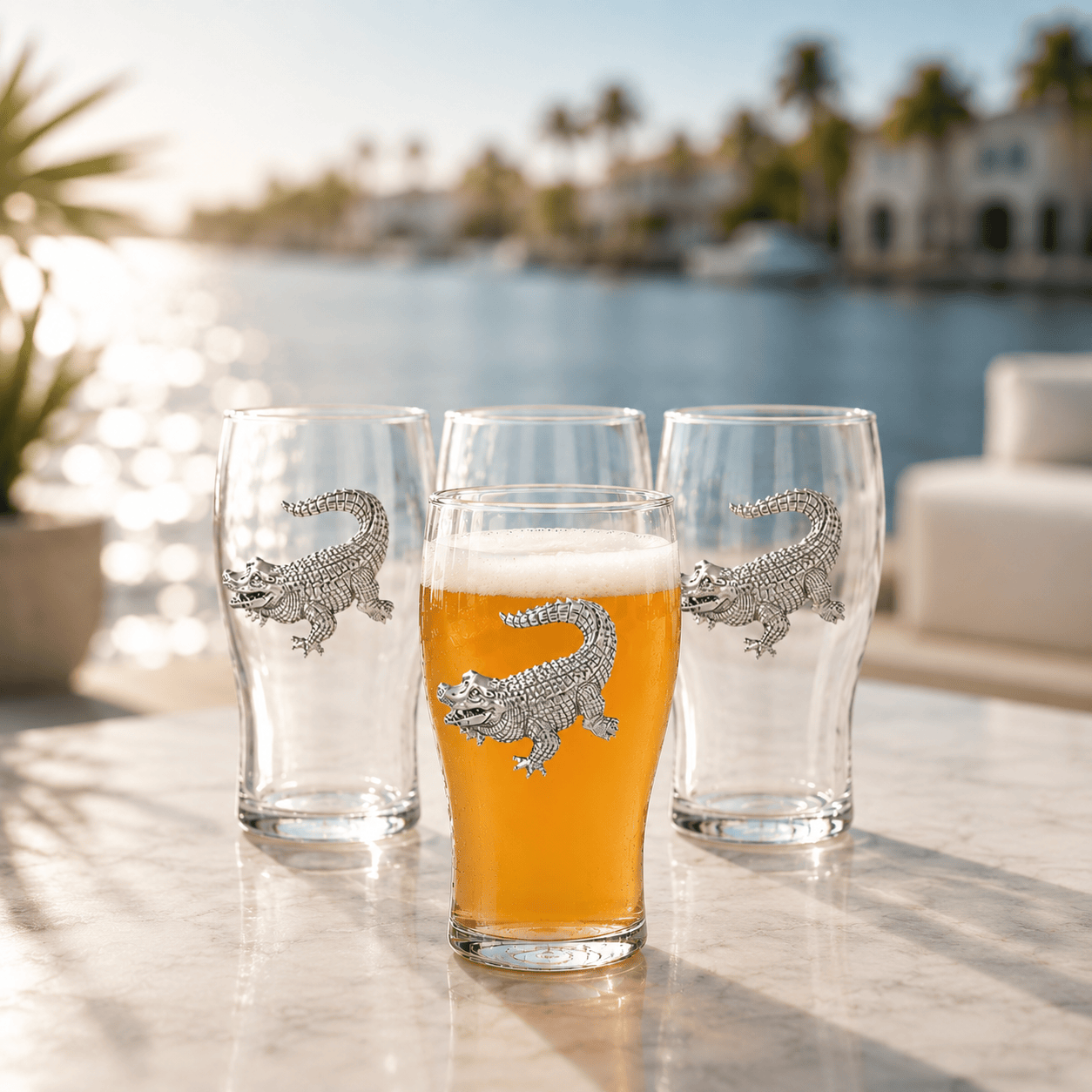 Arthur Court Alligator Alligator Beer Pint Glasses - Set of 4