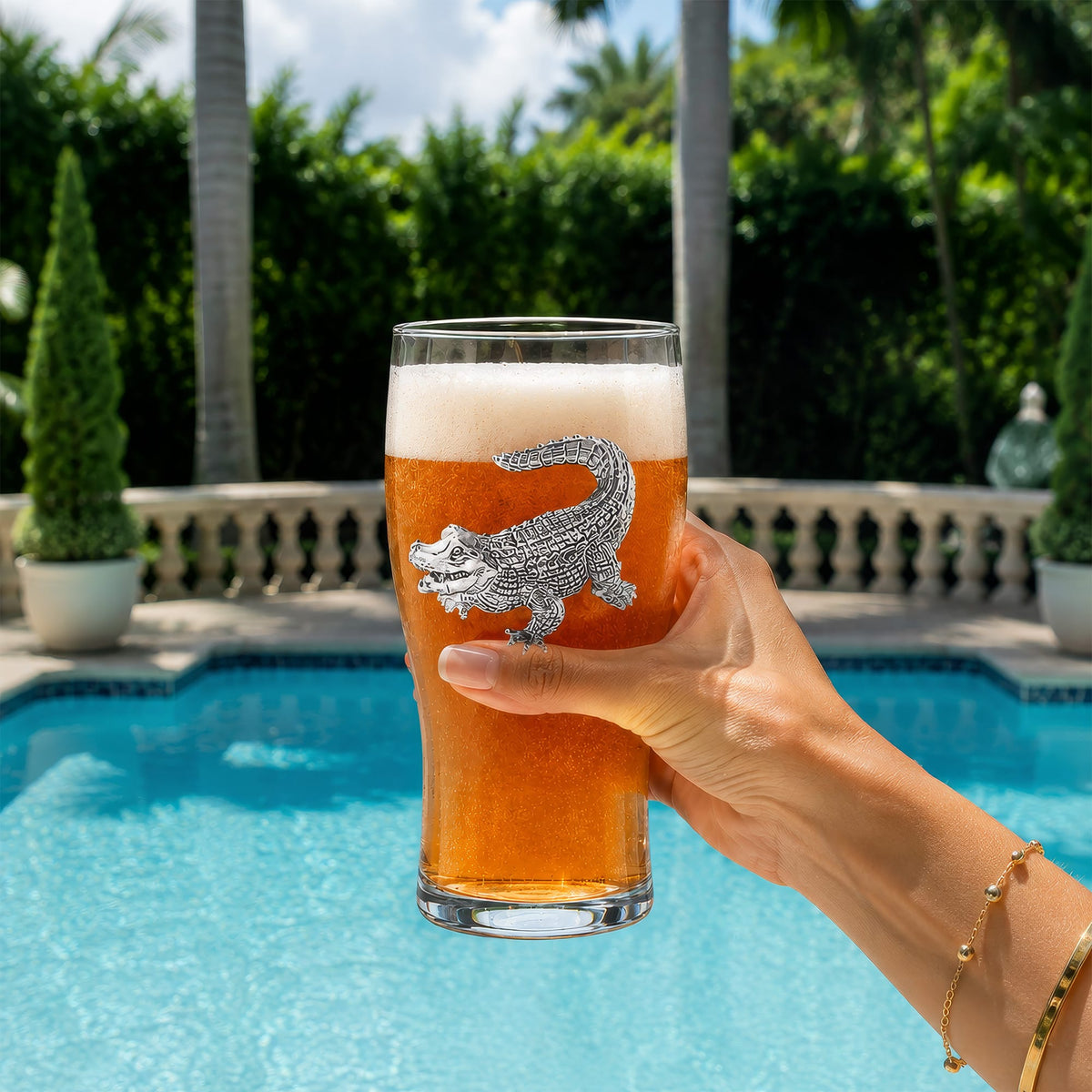 Arthur Court Alligator Alligator Beer Pint Glasses - Set of 4