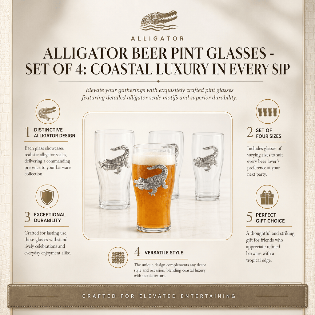 Arthur Court Alligator Alligator Beer Pint Glasses - Set of 4