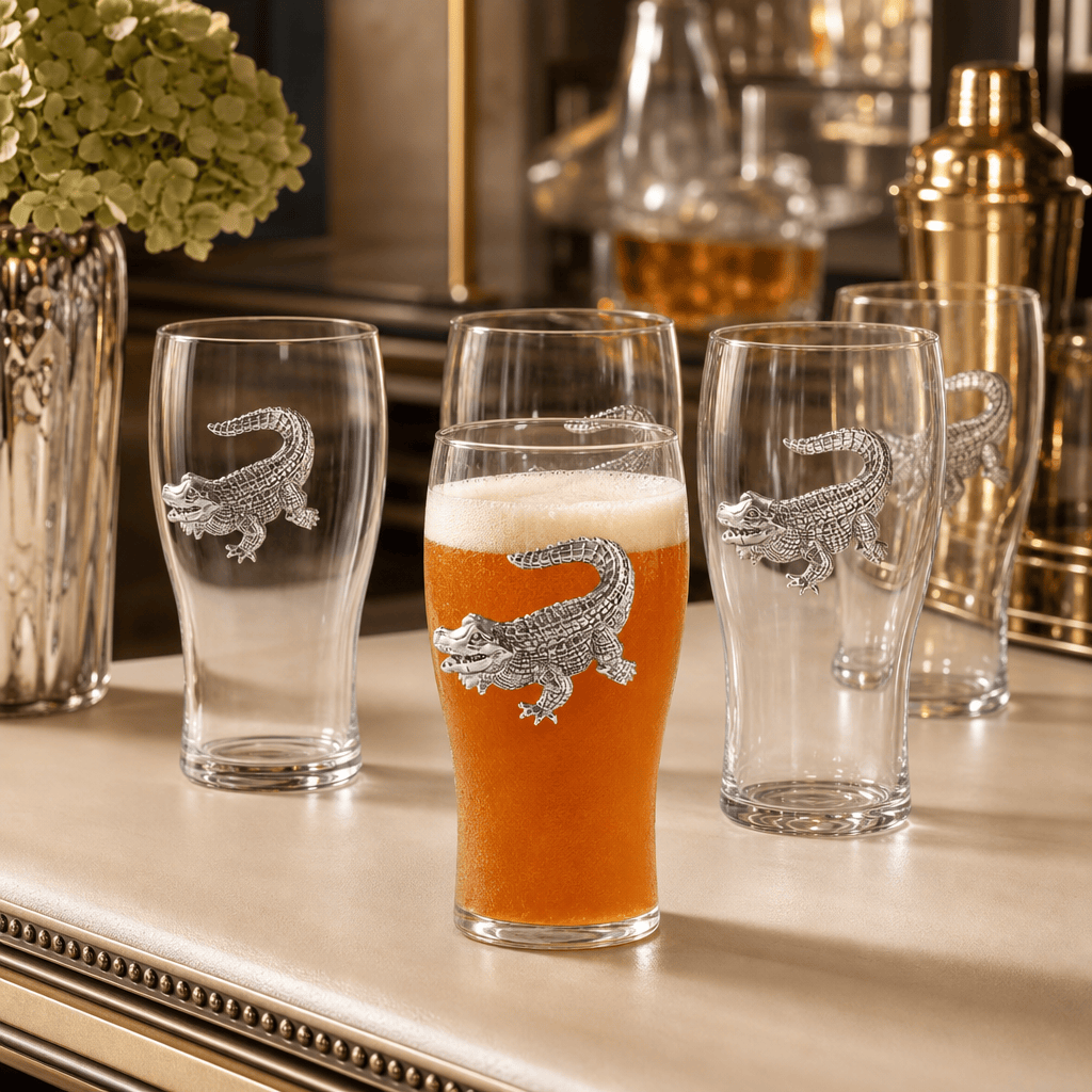 Arthur Court Alligator Alligator Beer Pint Glasses - Set of 4