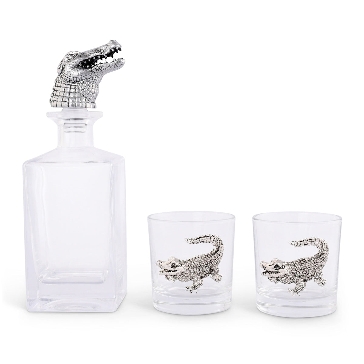 Arthur Court Alligator Alligator Decanter Set with Glasses