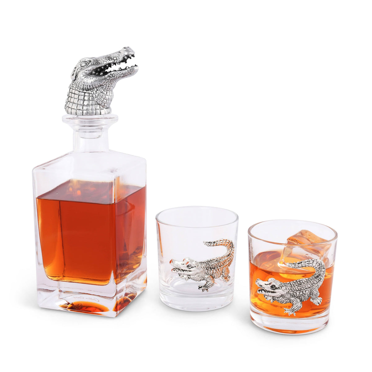 Arthur Court Alligator Alligator Decanter Set with Glasses