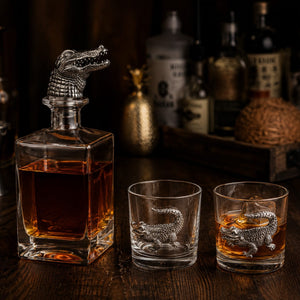 Arthur Court Alligator Alligator Decanter Set with Glasses