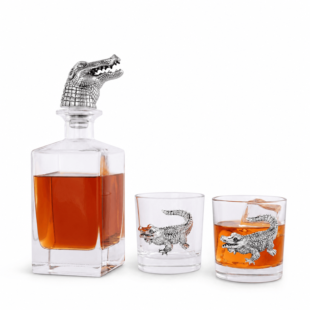 Arthur Court Alligator Alligator Decanter Set with Glasses