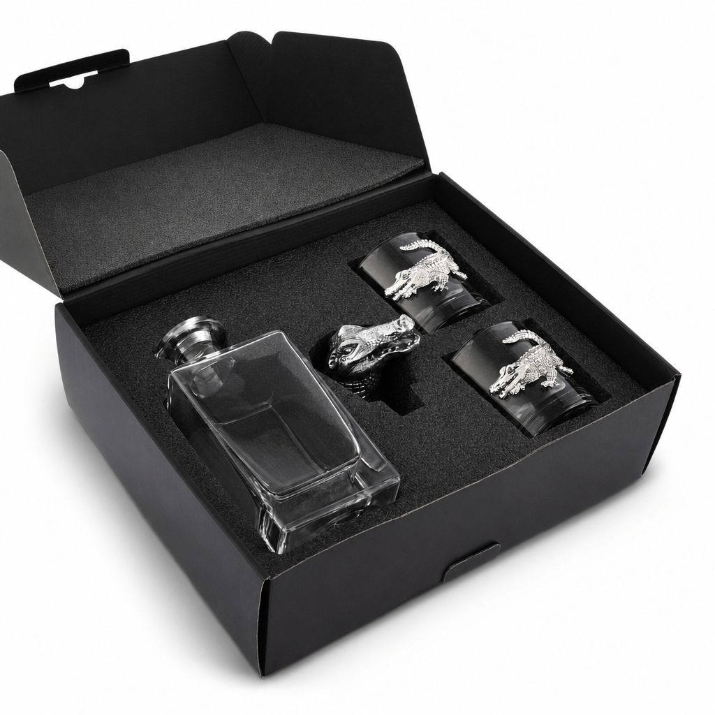 Arthur Court Alligator Alligator Decanter Set with Glasses